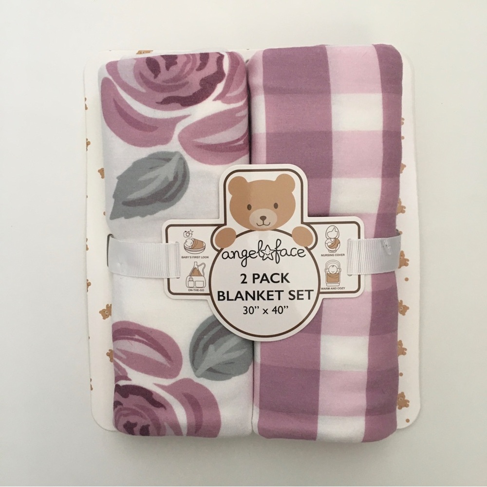 Baby Swaddle Blankets Purple Floral and Checker Squares 30”x 40” NEW | Toby